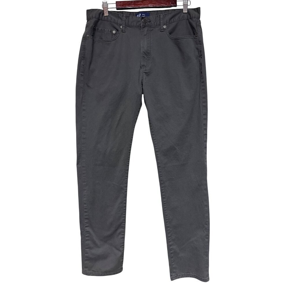 Gap Men's Pants Denim Slim Fit Grey Green Straight Leg Casual Size 34